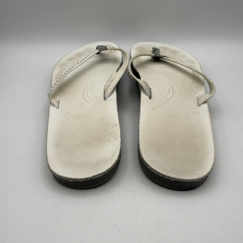 Rainbow Sandals Flip Flops Womens 10 White Crystal Rhinestone Leather Thong - Picture 4 of 7